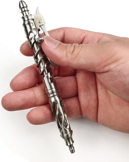 Dr. Metalleung Heavy Duty Stainless Steel Bolt Action Pen - Retractable EDC Pen with Keychain, Refillable Ink, Smooth Writing for Office & Gifts