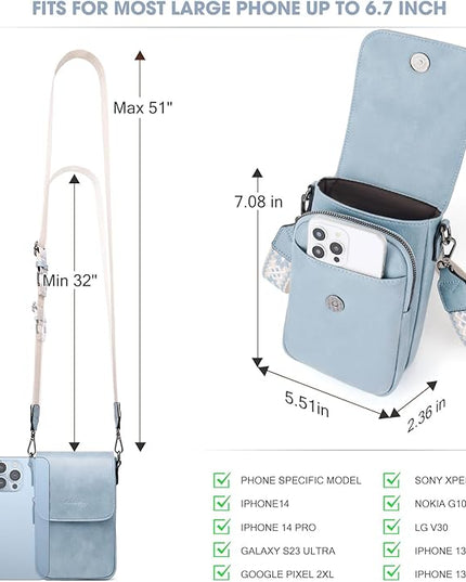 POIUGOYA Small Crossbody Bags for Women Trendy,Leather Triple Compartment Cell Phone Crossbody Wallet Purses with Card Slots