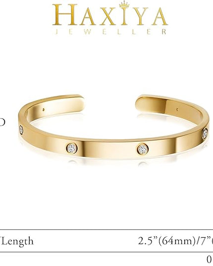 18K Gold Plated Bracelets for Women Dainty Gold Bangle Cuff Bracelets Non Tarnish Love Friendship Jewelry Gifts