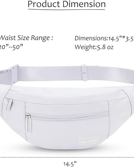 MAXTOP Large Crossbody Fanny Pack with 4-Zipper Pockets,Gifts for Enjoy Sports Festival Workout Traveling Running Casual Hands-Free Wallets Waist Pack Phone Bag Carrying All Phones