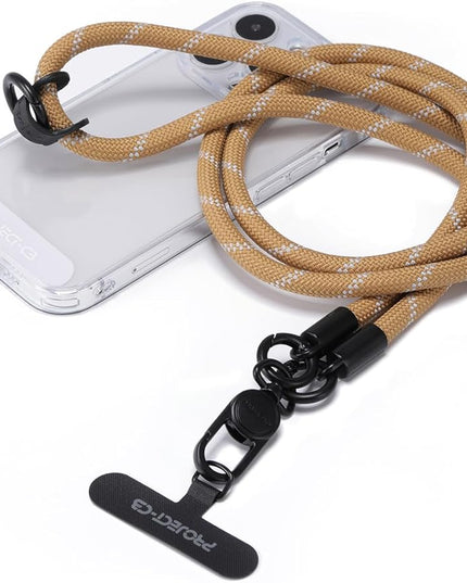 project-cb Phone Lanyard×1,Phone Tether Tab×2,Cell Phone Lanyards for Around the Neck,Rope Lanyard,Universal Adjustable Phone Strap Crossbody,Cell Phone Chain(Khaki)