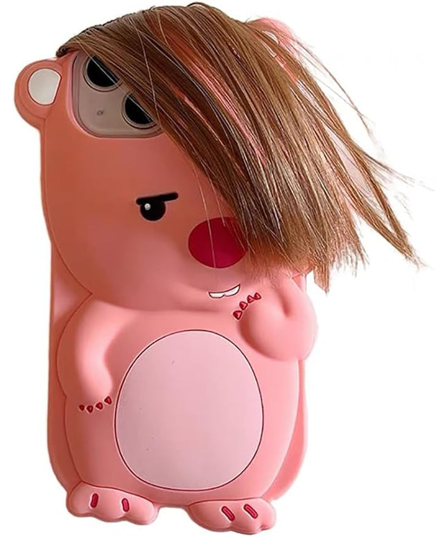 Case Compatible with iPhone 13,Cute 3D Kawaii Funny Ugly Beaver Cartoon Cover with Keychain Soft Silicone Gel Drop Protector Women Girls