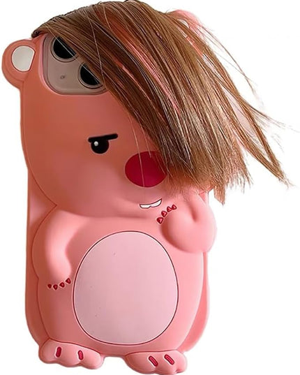 Case Compatible with iPhone 13 Pro,Cute 3D Kawaii Funny Ugly Beaver Cartoon Cover with Keychain Soft Silicone Gel Drop Protector Women Girls