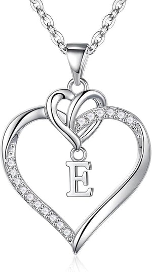 STORUP Christmas Gifts for Women Teen Girls - Heart Initial Necklaces for Women Girls, 14K-Gold-Plated Cubic Zirconia Initial A-Z Pendant Dainty Heart Necklaces for Teen Girl Jewelry Birthday Gifts