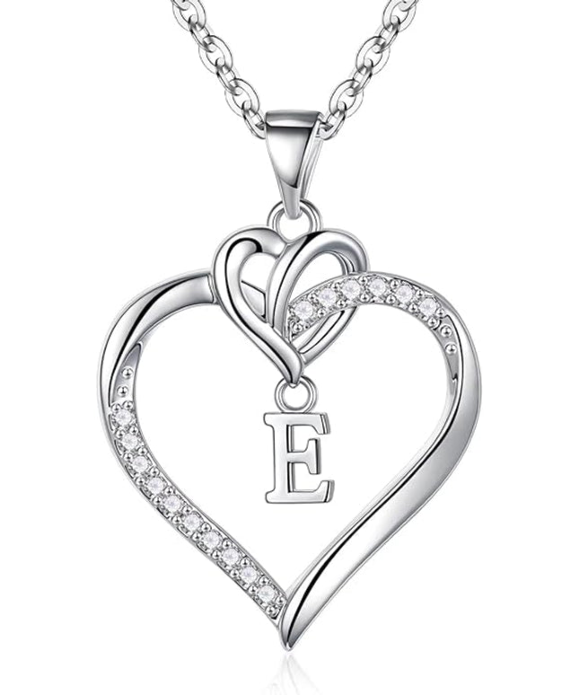 STORUP Christmas Gifts for Women Teen Girls - Heart Initial Necklaces for Women Girls, 14K-Gold-Plated Cubic Zirconia Initial A-Z Pendant Dainty Heart Necklaces for Teen Girl Jewelry Birthday Gifts