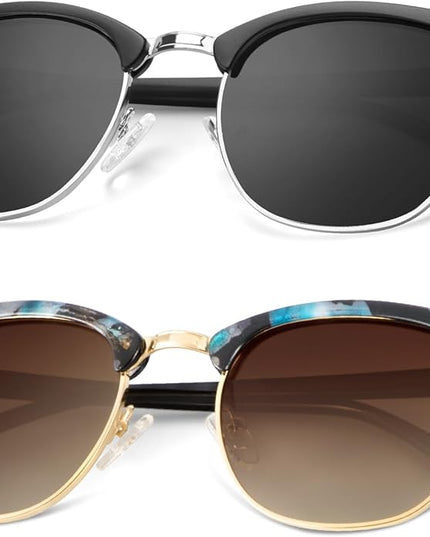KALIYADI Polarized Sunglasses for Men and Women Semi-Rimless Frame Driving Sun glasses UV Blocking