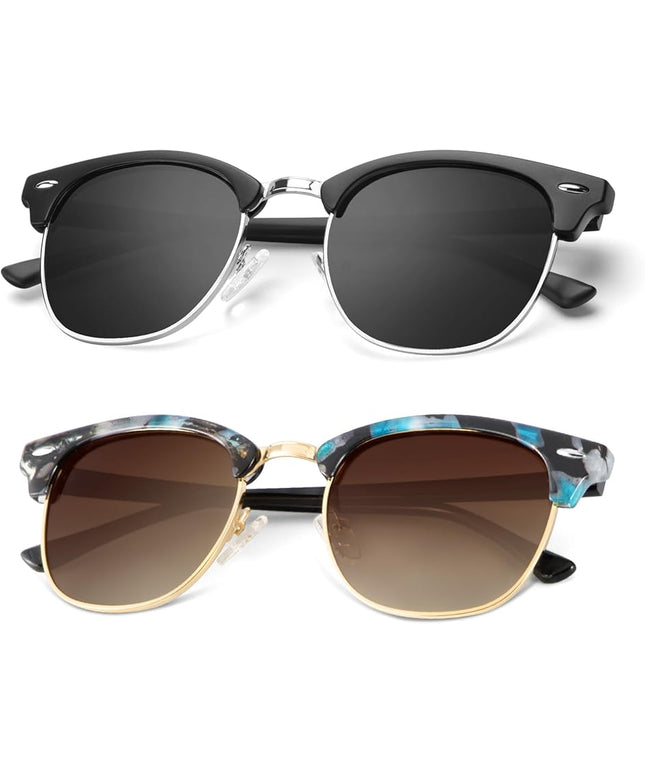 KALIYADI Polarized Sunglasses for Men and Women Semi-Rimless Frame Driving Sun glasses UV Blocking