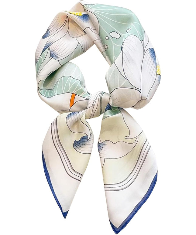 kcctoo 27.5" Mulberry Silk Feeling Head Scarf Women's Fashion Square Neck Satin Scarfs for Bag Hair Scarves Gift