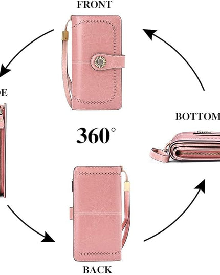 SENDEFN Wallets for Women Leather Credit Card Holder with RFID Blocking Large Capacity Wristlet | with RFID Blocking, Large Capacity, Wristlet, with RFID Blocking, Large Capacity, Wristlet