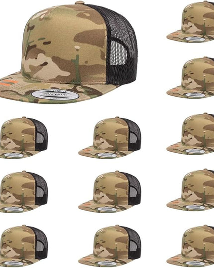 Yupoong 5-Panel YP Classic Trucker Cap | High Profile Flat Visor Snapback | OSFM | Bulk Packs Available