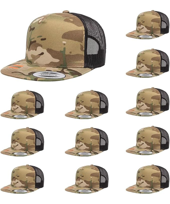 Yupoong 5-Panel YP Classic Trucker Cap | High Profile Flat Visor Snapback | OSFM | Bulk Packs Available