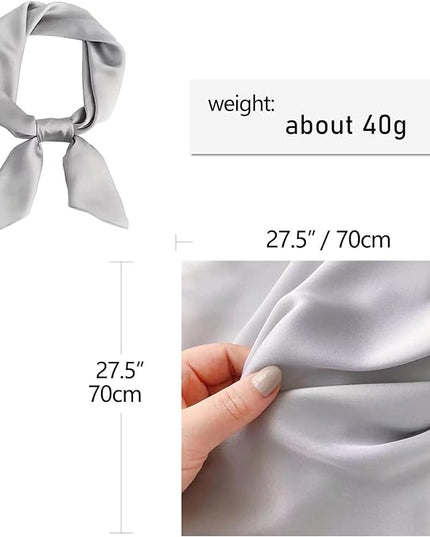 CHUNG Women's Square Satin Scarf 27.5" Bandanas Solid 50s Retro Neck Scarves Emulation Silk Handbag Hair Ribbons Necktie