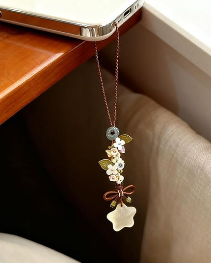 Ice-transparent Star Phone Charm Cute Bow Leaf Flower Phone Charms Strap Aesthetic Cellphone Keychain Camera Charm Strap Bag Hanging Pendant Decorations Handbag Charms Accessories Womens Keychain