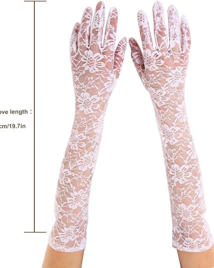 Campsis Floral Lace Gloves Long Lace Gloves