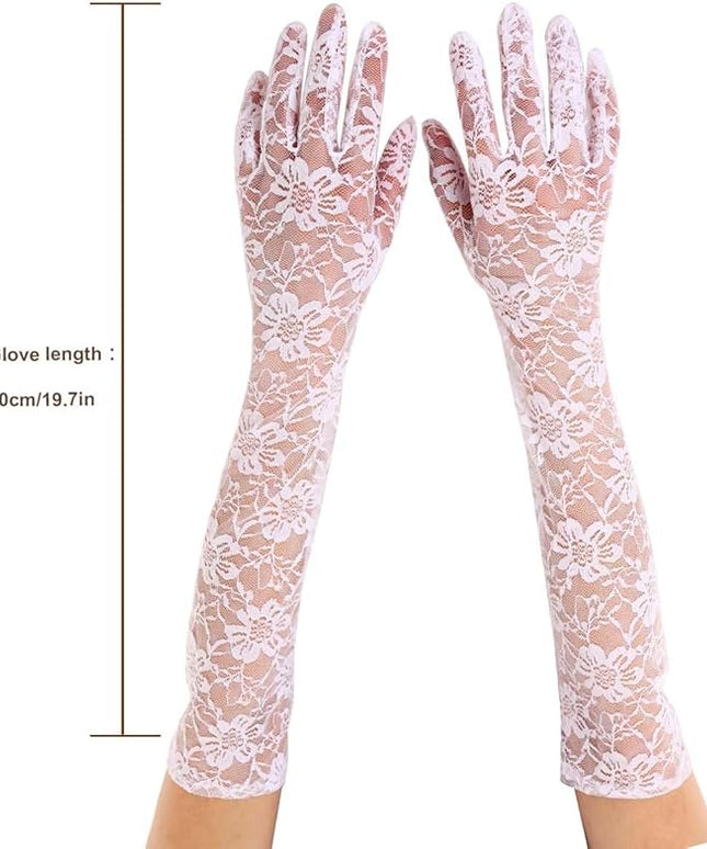 Campsis Floral Lace Gloves Long Lace Gloves