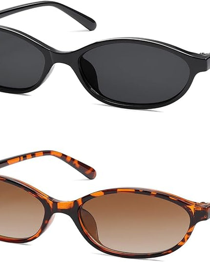 Retro Oval Cat Eye Sunglasses for Women Y2k Trendy Narrow Sunnies Designer Sun Glasses AR82253
