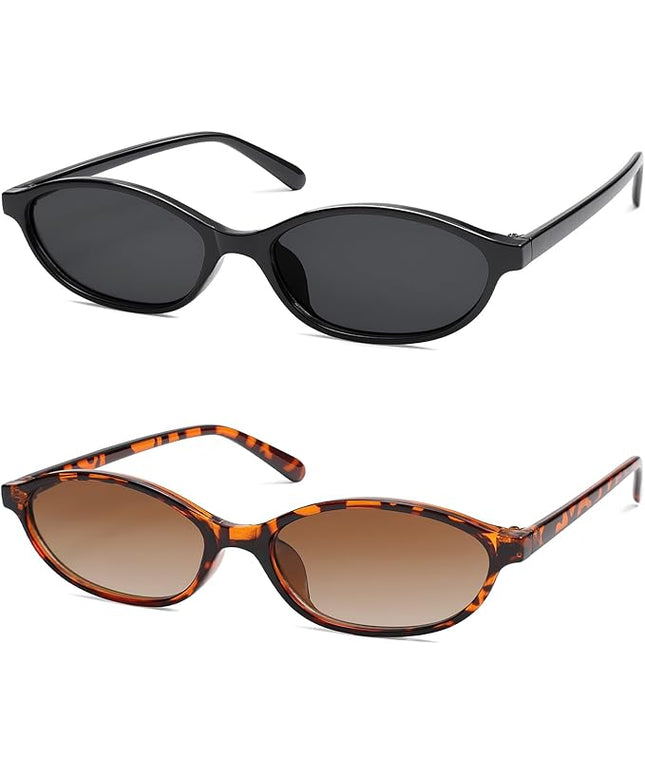 Retro Oval Cat Eye Sunglasses for Women Y2k Trendy Narrow Sunnies Designer Sun Glasses AR82253