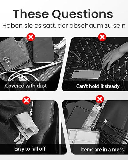 3-in-1 Car Backseat Organizer with Cup Holder, Car Back Seat Storage Box with Drink Cup Holder Tissue Box, for Hold Phone,Snacks, Drinks, Handbag (1, Red)