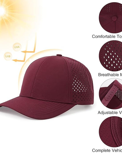 kozinu Quick Dry Baseball Cap Curved Brim Snapback Hat Laser Cut Mesh Ball Cap Golf Ball Cap for Men Women