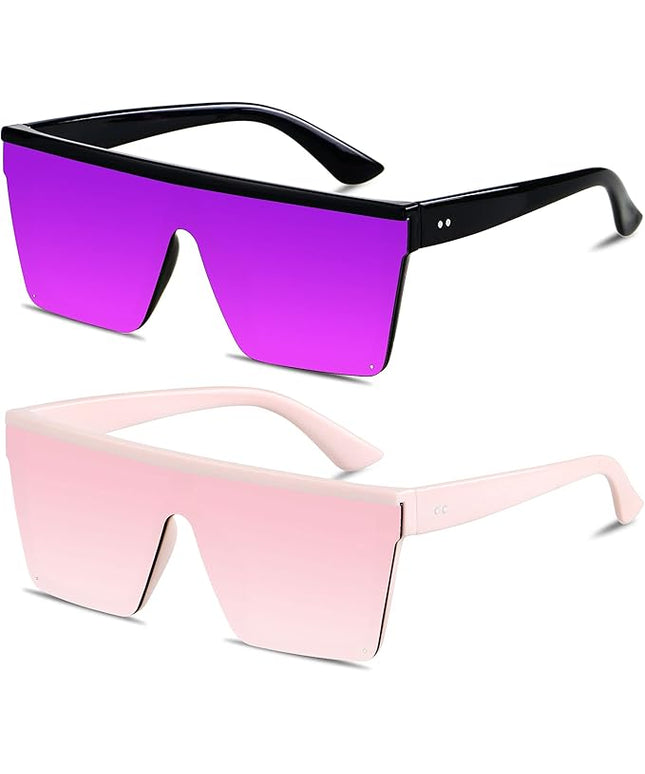 LYZOIT Square Oversized Sunglasses for Women Men Big Flat Top Fashion Shield Large UV Protection Rimless Shades