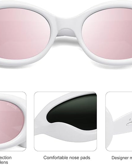 SOJOS Small Retro Oval Polarized Sunglasses for Women Men 90s Vintage UV400 Protection Tiny Sun Glasses SJ2286