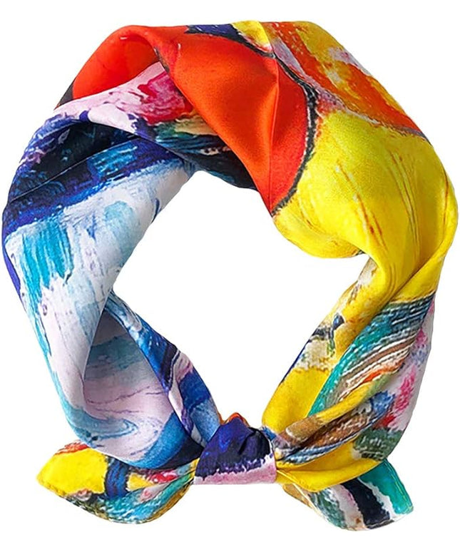 ANDANTINO 100% Mulberry Silk Scarf -21” Lightweight Square Neckerchief – Breathable Digital Printed Scarves with Gift Packed