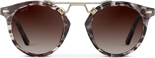 WearMe Pro - Women's Polarized, Round Retro, Double-Bridge Vintage Sunglasses