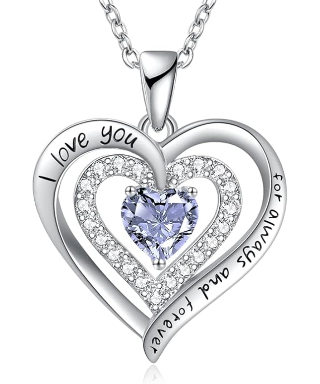 REDBEE Necklaces for Women Birthstone Heart Necklace Jewelry for Wife Girlfriend Woman Necklace