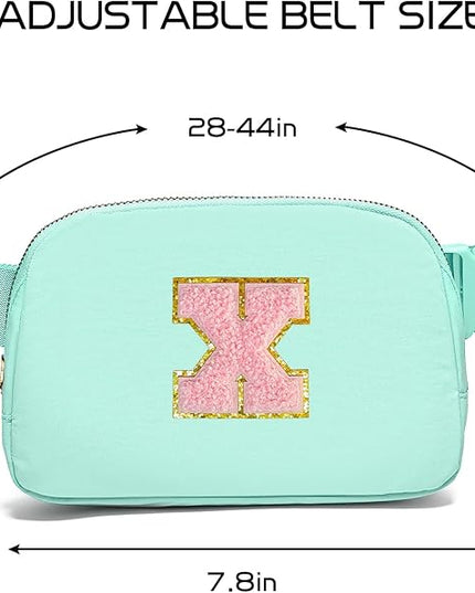 Gitus Belt Bag Fanny Pack Crossbody Bags with Initial Letter Patch Cute Stuff Birthday Gifts for Teenager Girls Trendy Preppy Stuff for Teen Girls Cool Stuff for Teens (Mint Green-X)