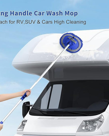 Wontolf 62'' Car Wash Brush with Long Handle, Scratch-Free Soft Bristles Sturdy Car Wash Mop Kit, Complete Car Cleaning Brush Kit Wash Mitt Towel Windshield Squeegee Wheel Tire Brush for Car Truck RV