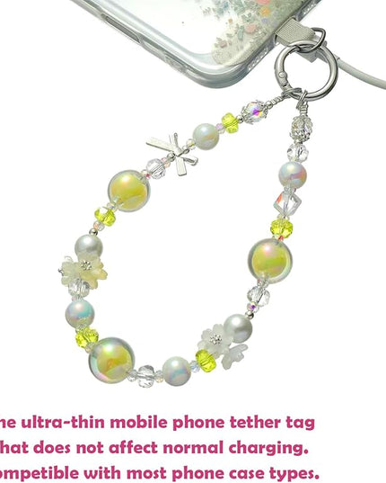Handmade Flower & Butterfly Phone Wrist Strap Lanyard - Detachable Anti-Drop Strap with 2 Tether Tabs -Women's Gift