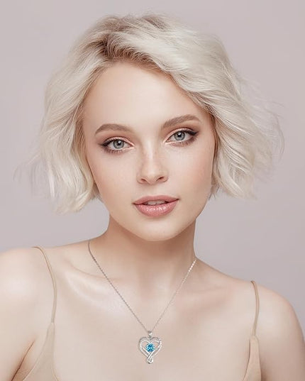 Jewelry for Women Wife Infinity Heart Birthstone I Love You Necklace S925 Anniversary Women Necklaces for Her Wife Birthday Gift Ideas, Birthday Present for Girlfriend Mom Daughter Sterling Silver