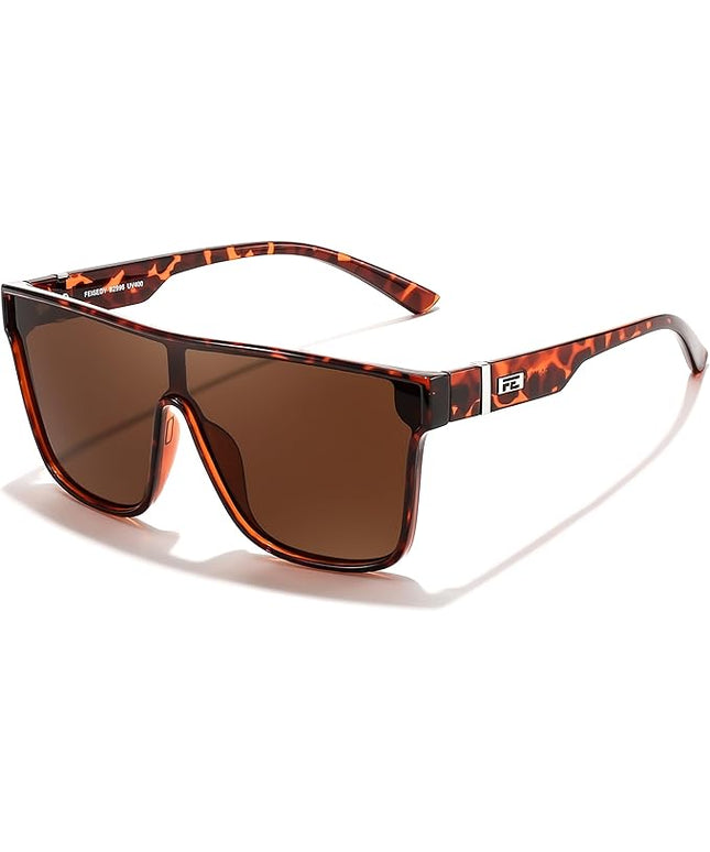 FEISEDY Sunglasses for Women Men, Fashion Mirrored Single Lens, Driving Beach Sunnies UV400 Shades B2996