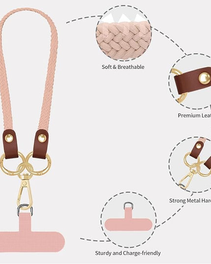Stretchy Phone Lanyard Tether, 2 Pack Phone Leash Anti-theft Phone Strap for Anti-drop Outdoor Hiking Cycling Climbing Universal for Most Cell Phones, Pink Sands