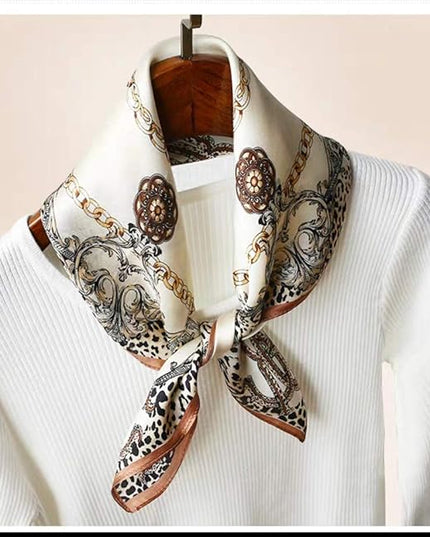 ANDANTINO 100% Real Mulberry Silk Scarf -21'' x 21''- Lightweight Neckerchief –Women Men Small Square Digital Printed Scarves