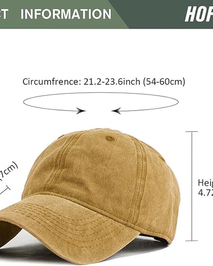 HH HOFNEN Men Women Washed Distressed Twill Cotton Baseball Cap Vintage Adjustable Dad Hat