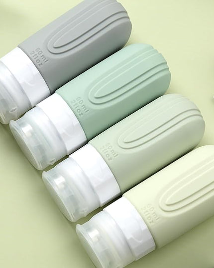 Travel Bottles for Toiletries, Tsa Approved 2oz Travel size Bottles, BPA Free Leak Proof Travels Toiletry Containers, Traveler Accessories with Toiletry Bag for Shampoo Liquid (4 Pack)