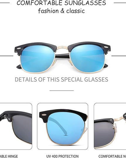 Pro Acme Semi-Rimless Polarized Sunglasses UV 400 Protection for Women Men
