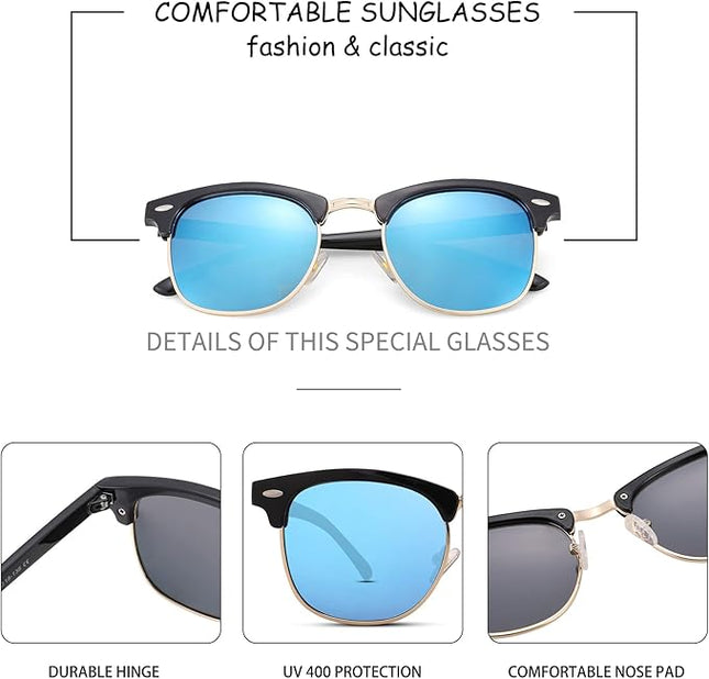 Pro Acme Semi-Rimless Polarized Sunglasses UV 400 Protection for Women Men