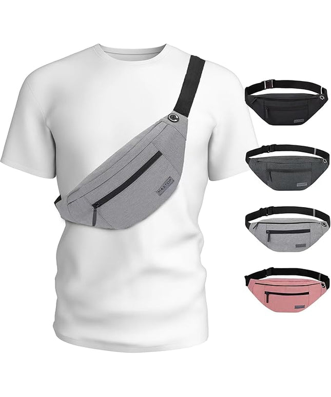 MAXTOP Large Crossbody Fanny Pack with 4-Zipper Pockets,Gifts for Enjoy Sports Festival Workout Traveling Running Casual Hands-Free Wallets Waist Pack Phone Bag Carrying All Phones