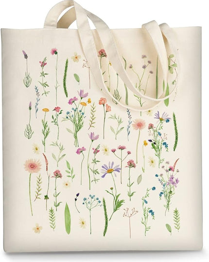 AUSVKAI Canvas Tote Bag Aesthetic for Women, Cute Reusable Cloth Cotton Bags for Shopping Beach Grocery