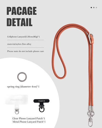 project-cb Phone Lanyard×1,Phone Tether Tab×2, Crossbody Cell Phone Lanyard,Rope Lanyard,Universal Adjustable Phone Strap (Brown-S)