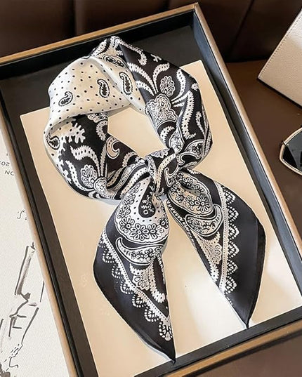 MINIDORA Satin Scarves for Women 27.5 × 27.5 inches Medium Square Elegant Silk Feeling Head Scarf