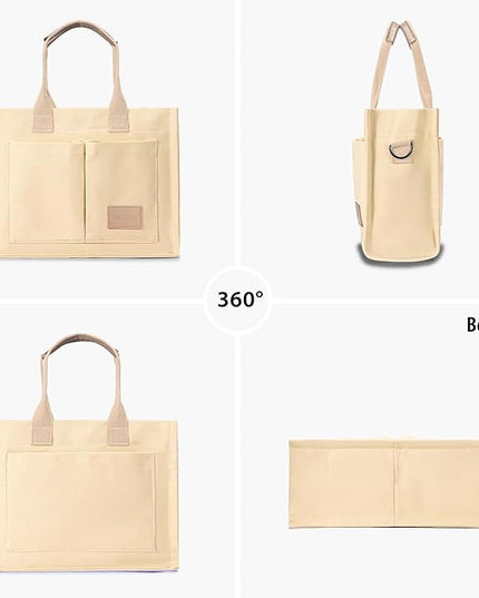 Canvas Tote Bag for Women Crossbody Work Purse with Pockets Top Handle Handbag Satchel Bags for Travel Nurse Teacher