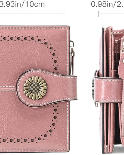 SENDEFN Small Womens Wallet Leather Bifold Card Holder RFID Blocking with Zipper Coin Pocket