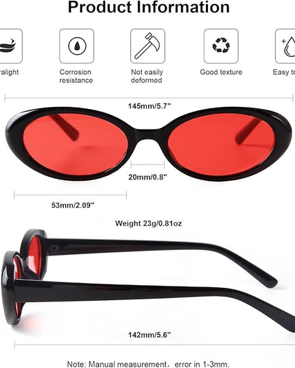90s Sunglasses for Women Men Retro Small Oval Sunglasses