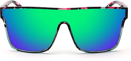 FEISEDY Sunglasses for Women Men, Fashion Mirrored Single Lens, Driving Beach Sunnies UV400 Shades B2996