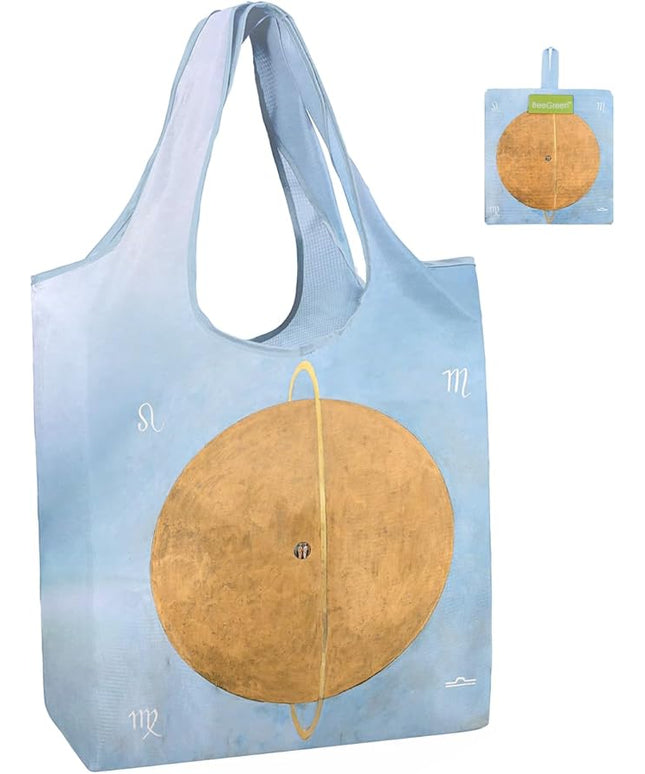 BeeGreen Oil Painting Aesthetic Tote Bag - Large Reusable Grocery Bag, Polyester Grocery Bags Gifts for Women,Foldable, Washable, Packable with Handles & Pouch for Shopping, Beach, Work, Summer