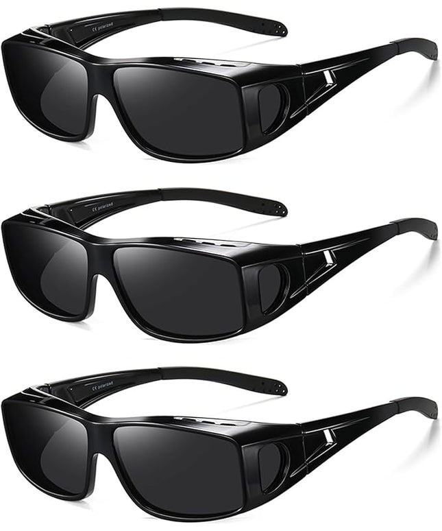 Wzerry Sunglasses Fit Over Glasses Polarized for Men Women, Wrap-Around Glasses UV400 Protection for Driving and Outdoor