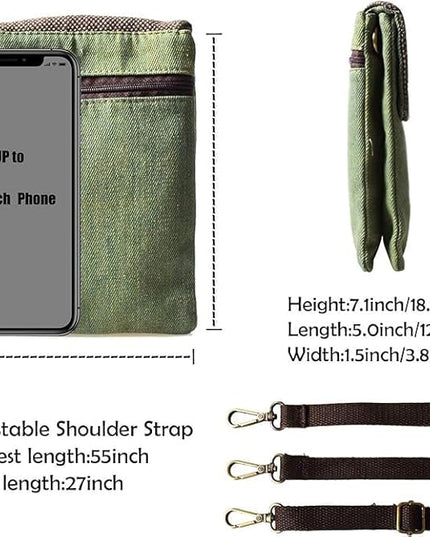 Women's Small Crossbody Bags Canvas Cellphone Purse Coin Pouch Wallet Mini Shoulder Handbags Wristlet Clutch